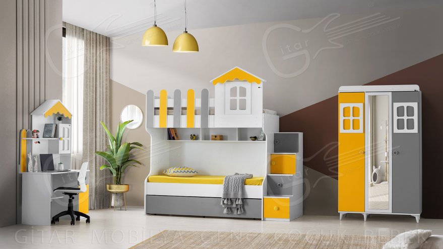 Mango White Yellow Bunk Bed Set